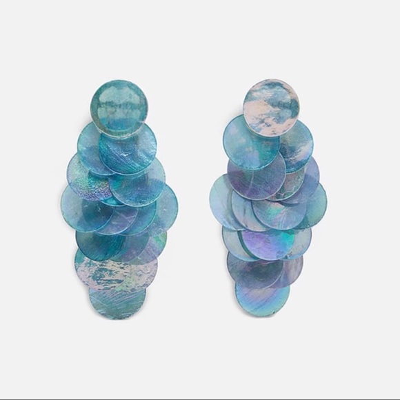 Large Paillette Mermaid Fish Scale Earrings - Picture 2 of 7